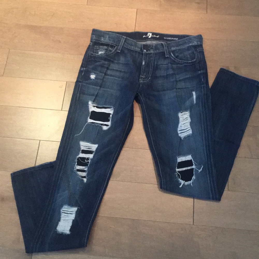 7 For All Mankind skinny jeans, distressed